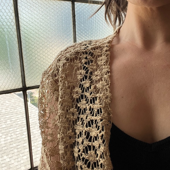 Vintage Gold Colour Crochet Overshirt - Picture 5 of 5
